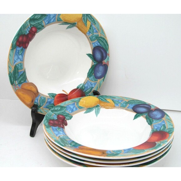 Victoria & Beale Casual Forbidden Fruit Rim Soup Pasta Bowls Bundle of 5 - Picture 6 of 10